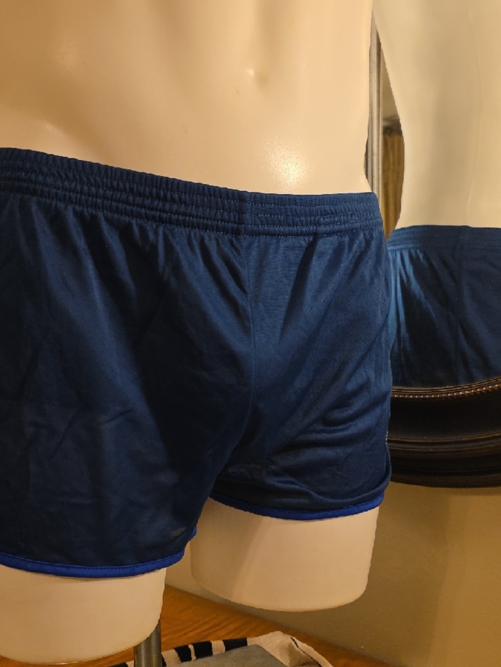 Silkies ZEROFOXTROT.COMNavy Blue Men's Athletic Shorts with Contrast Trim - Picture 8 of 9